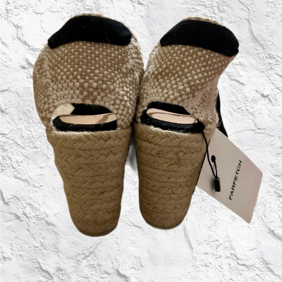 ✨NWT✨Castaner Black Lace Up Classic Organic Cotton Jute Wedge Espadrille Sandals - Picture 9 of 16